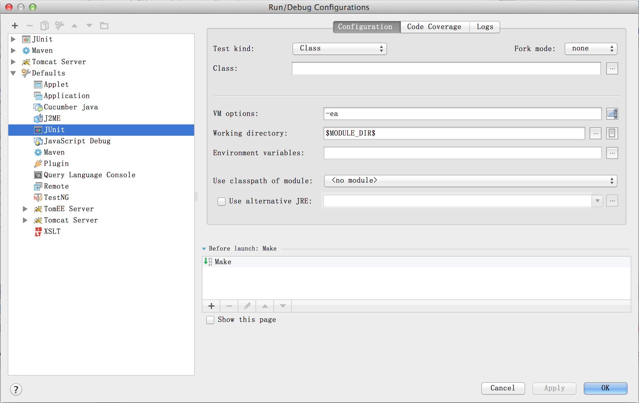 IntelliJ FAQ/JUnit Default Path Setting.png